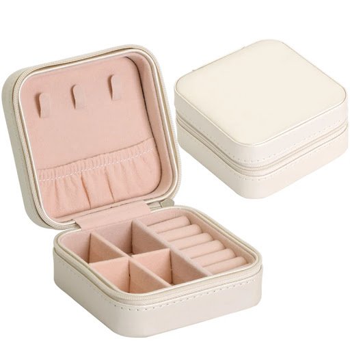 Small PU Leather Jewelry Box - White - Low Small PU Leather Jewelry Box - White - Low